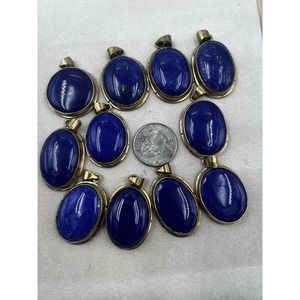 1 lapis lazuli Pendants Handmade Gold Brass Mine 4 Dark Blue Jewelry